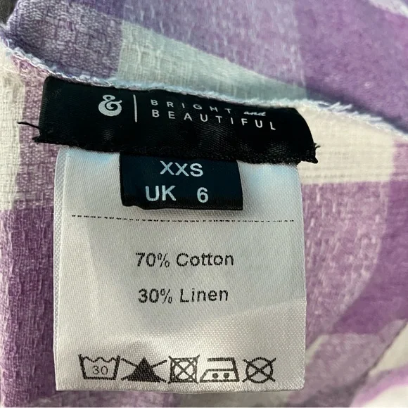 Collectif Bright & Beautiful Gingham Check Midi Pencil Skirt in Lilac US 2 - Picture 9 of 10